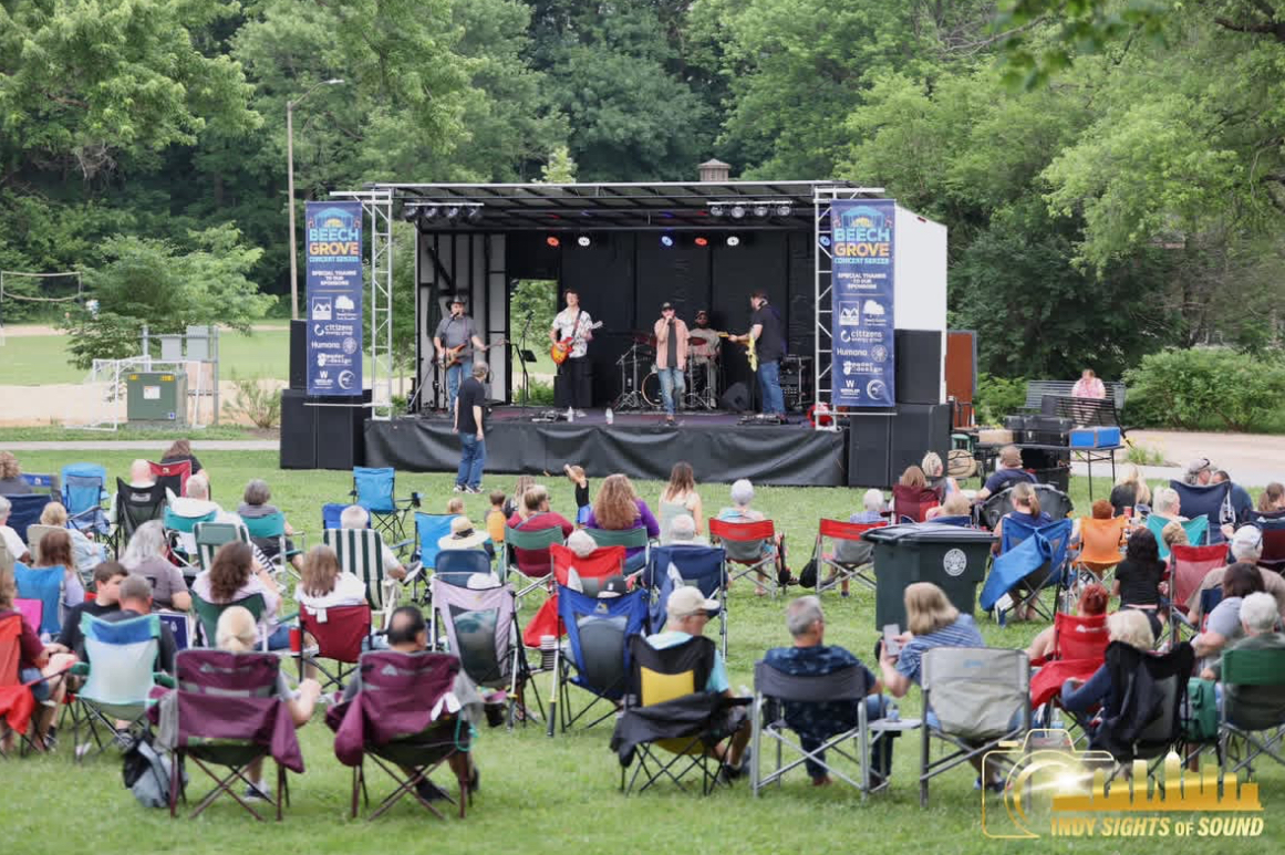 Outdoor daytime concert stage