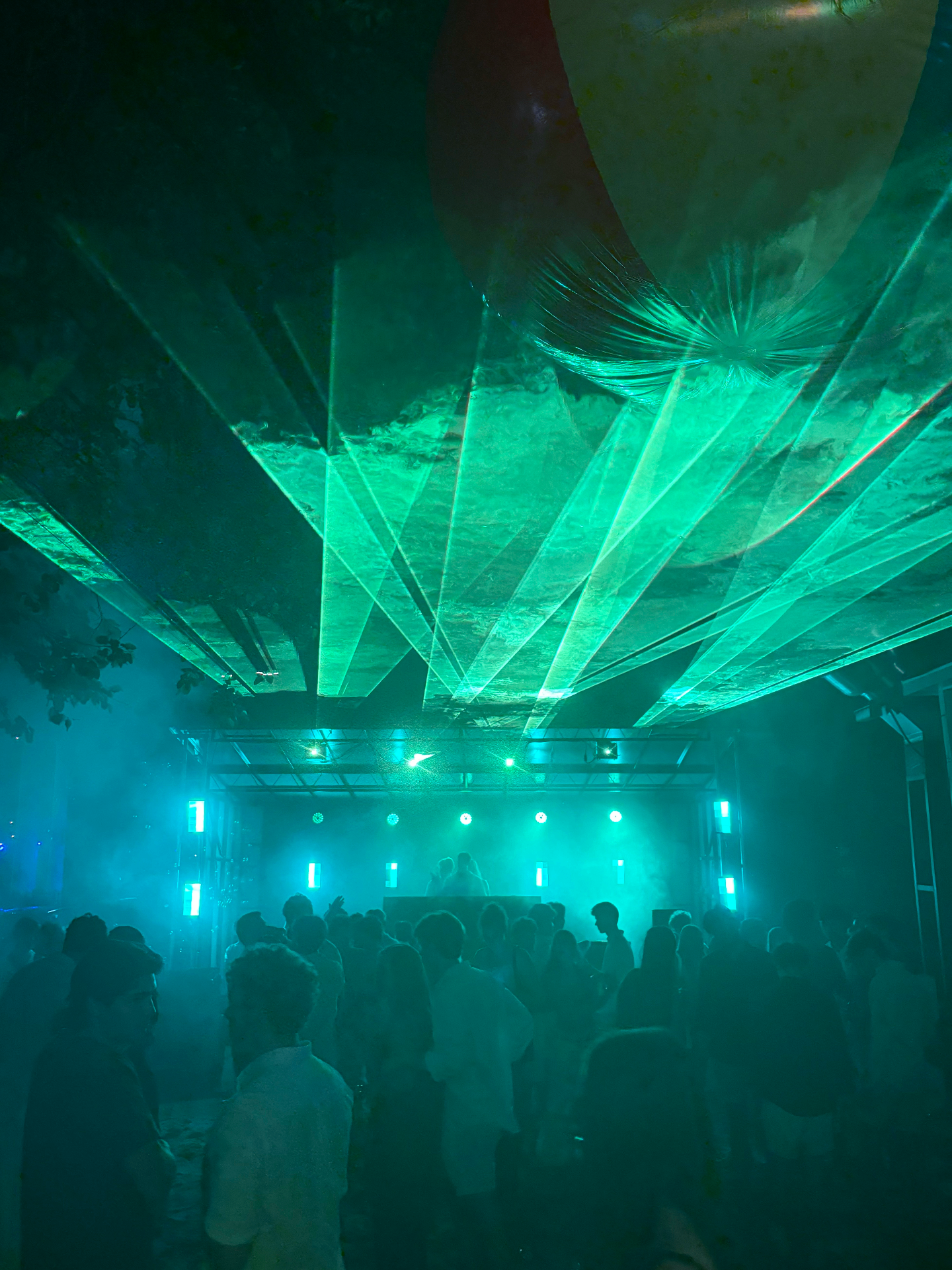 Green laser show over the crowd